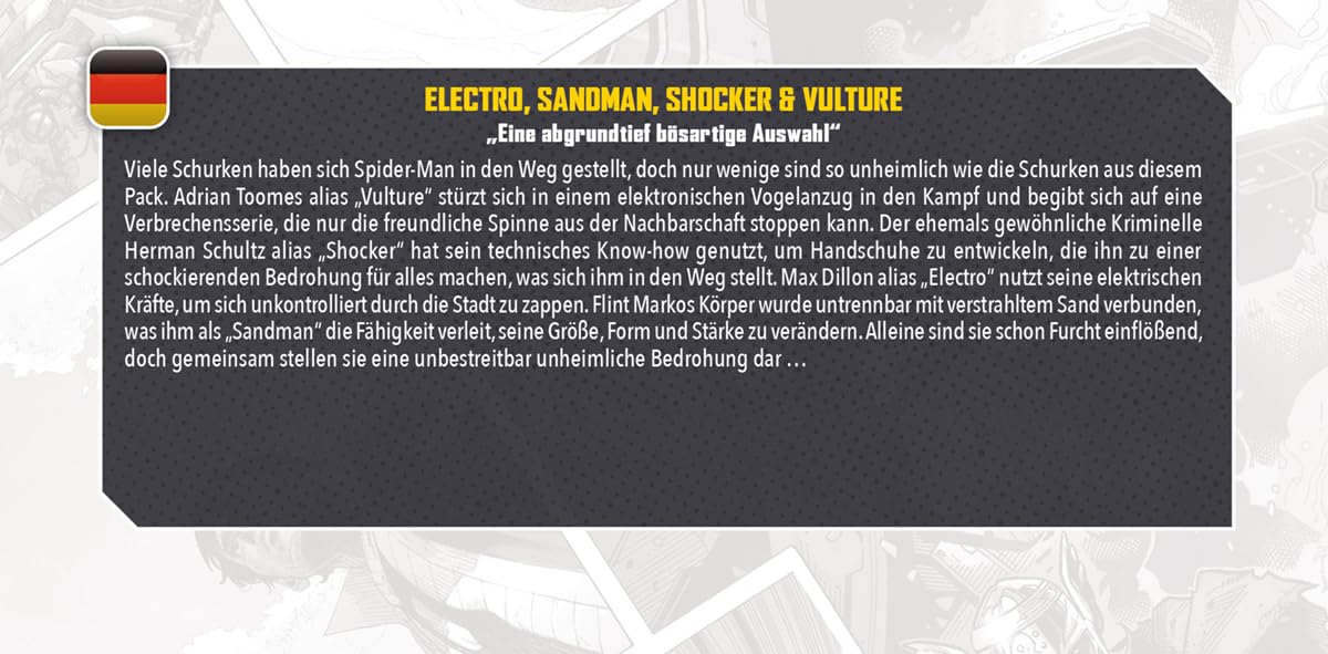 Marvel: Crisis Protocol Electro & Sandman & Shocker & Vulture CHARACTER PACK - Sinister Villains Unleashed! Tabletop Superhero Game  Ages 14+  2 Players  90 Min Playtime  Made by Atomic Mass Games