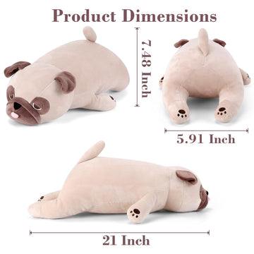 Meowtastic Pug Weighted Stuffed Animals - 21 Inch 3.5 Pounds Weighted Plush Bulldog Stuffed Animals - Big Stuffed Pug Weighted Plush Pillow - Cute Plush Toys Gifts For Kids & Adults (21' 3.5 Lbs)
