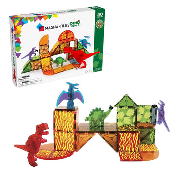 Magna-Tiles Dino World 40-Piece Magnetic Construction Set, The Original Magnetic Building Brand