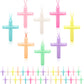 Junkin 96 Pcs Easter Crystal Cross Necklace Christian Plastic Necklaces Religious Party Favors For Kids Diy Crafts Easter Birthd