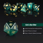 DNDND Cat's Eye Gemstone Dice, 7 PCS Green Stone Dice with Grogeous Gift Case for DND Dungeons and Dragon Tabletop Game (Green C