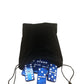 Domino Double 6 Dark Blue Marbleized Tiles With Spinners, Jumbo Tournament Size In Black Elegant Velvet Bag