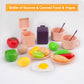 56Pcs Mini Play Kitchen Accessories for Kids, Pretend Cooking Playset with Cookware, Tableware & 2 Fruit Sets, Learning Gift for