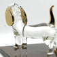 Sansukjai Dachshund Miniature Figurines Dog Animals Hand Blown Glass Art Gold Trim Collectible Gift Decorate (Clear Violet)