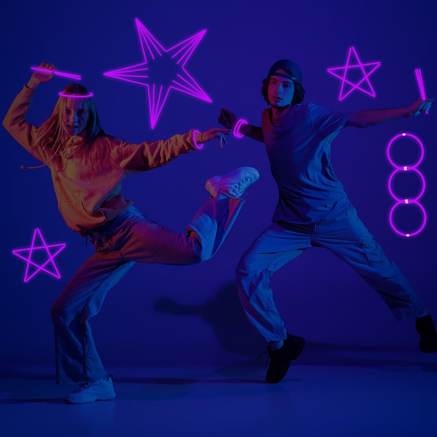 Yofobu Purple Glow Sticks Light Up Bracelets Glow Necklaces With Connectors Bulk 50Ct 8' Glowsticks 4Th Of July Neon Party Supplies For New Year Christmas Valentine'S Day Mari Gars Wedding Birthday
