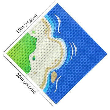 Feleph Classic Blue Baseplate For City Road Beach, Ocean Island Street Water Base Plate 10 X 10 Inches, Pirates Sea Toy Kit For Major Brands Building Bricks (Curved 1Pc)
