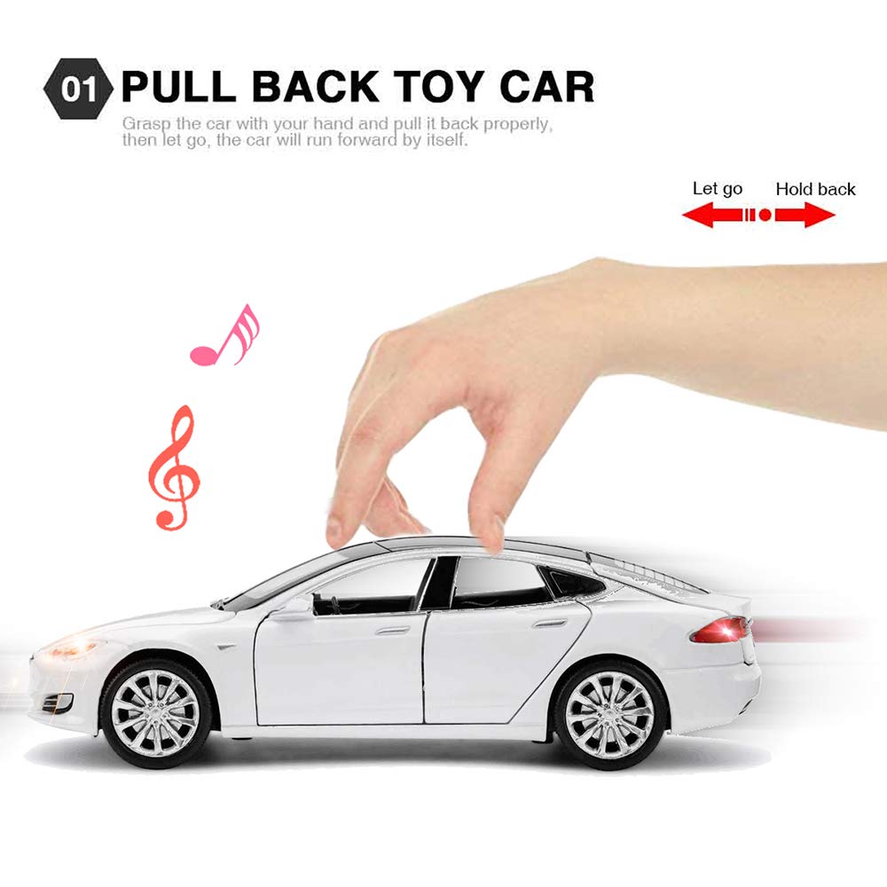 MiniToy Toy Car Model S Alloy Model Cars Pull Back Vehicles 1/32 Scale Car Toys for Toddlers Kids(White)