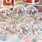 Bezente Rainbow Multicolor Confetti Latex Balloons - 60 Pack 12 Inch Helium Colorful Confetti Balloons For Birthday Baby Shower