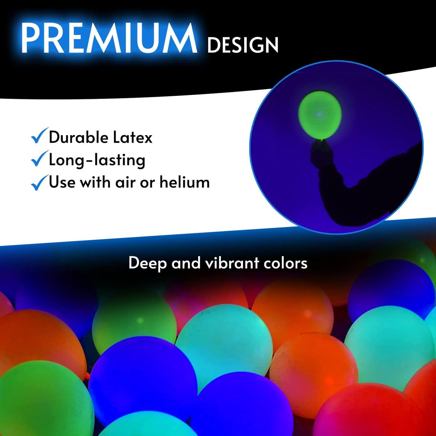 Glow King Black Light Reactive Neon Balloons | Glow In The Dark Latex Balloons In Multiple Colors | Fun Uv Fluorescent Party Gif