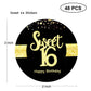 Sumerk 48 Pcs Cheers To 16 Stickers Large Bottle Stickers 16Th Birthday Stickers Card Seals 2 Inches Round Happy Birthday Party