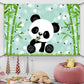 AWERT Polyester 6x3.6ft Cute Panda Backdrop Cartoon Panda Birthday Banner for Children Birthday Party Decorations Panda Birthday