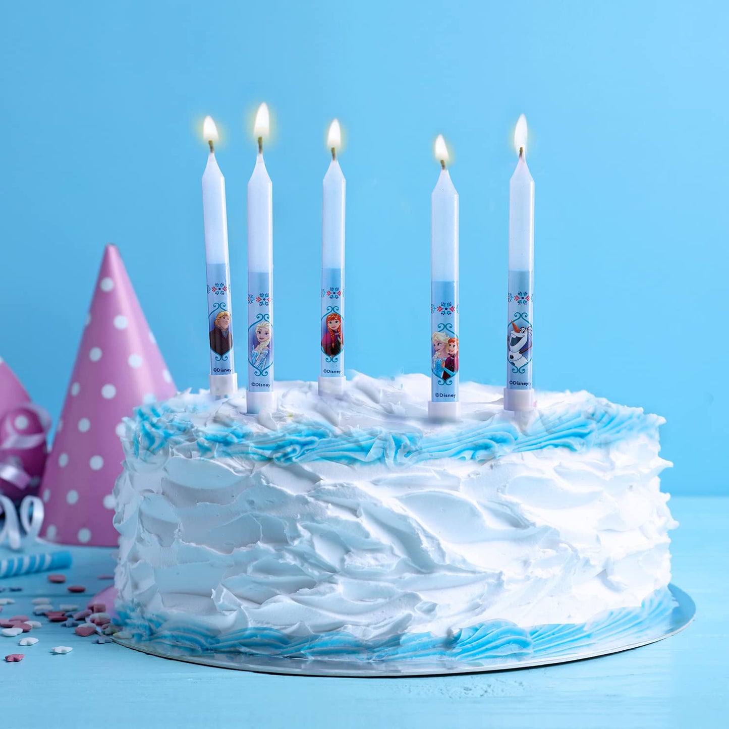 dekora Set of 3D Frozen for Childrens Cakes-8 Decorative Birthday Candle, Wax, Multicoloured, Standard Size