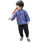 Little Boys Dragon Tang Coat Long Sleeve Chinese Clothing Children Costumes Boy Jackets Outfit Tops (Blue, 12)