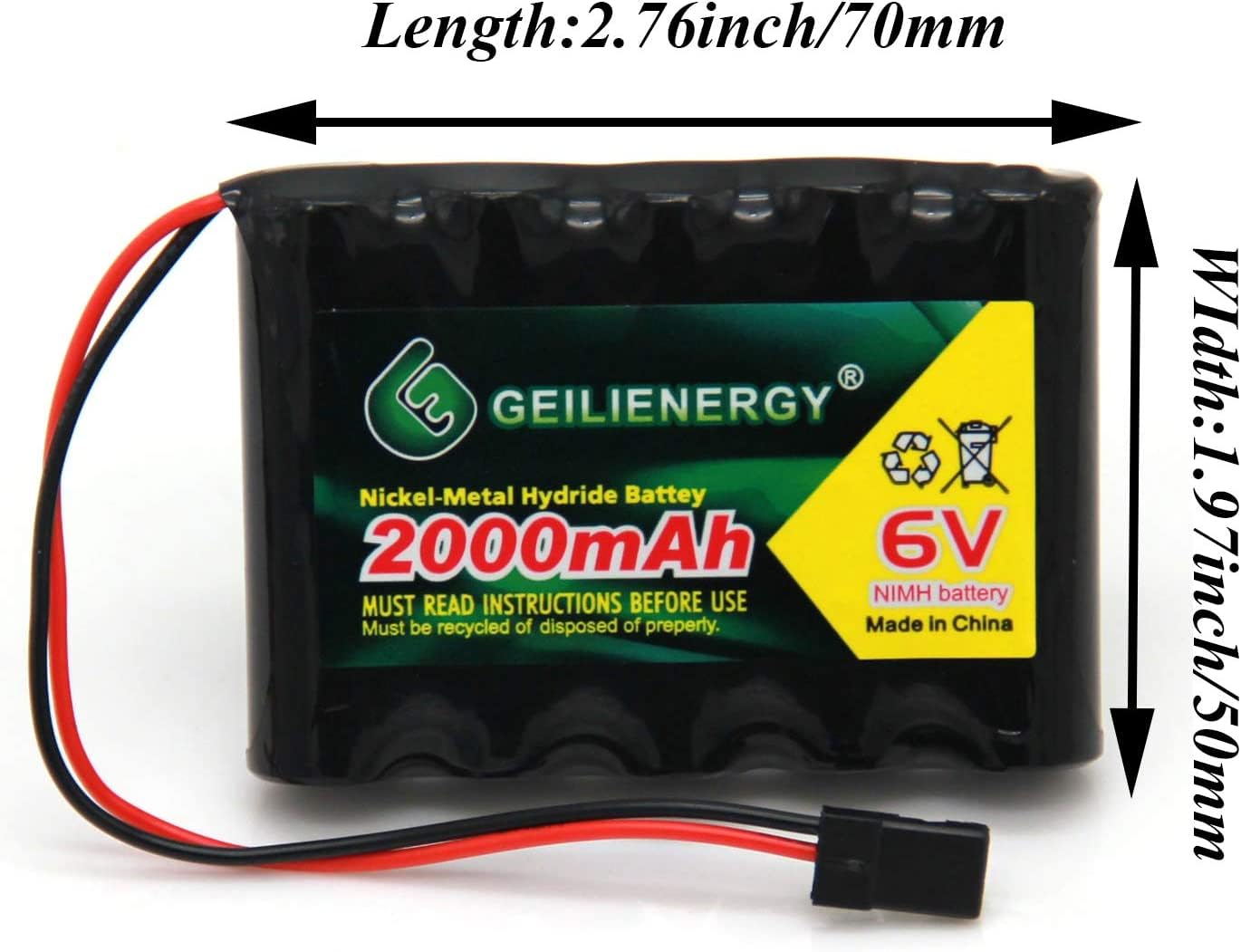 GEILIENERGY 6V 2000mAh NiMH RX Battery Packs with Hitec Connector for RC Aircrafts and Walking Robot