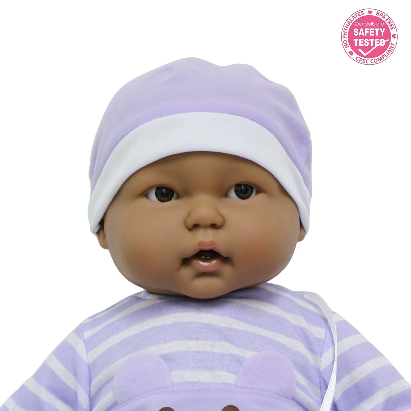 JC Toys Lots to Cuddle Babies Hispanic 20-Inch Peach Soft Body Baby Doll and Accessories Designed by Berenguer, Purple, 35019
