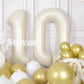 Suwen 40 Inch Cream White Large 10 Balloon Numbers Big Foil Helium Number Balloons 0-9 Jumbo Happy 10Th Mylar Birthday Party Dec