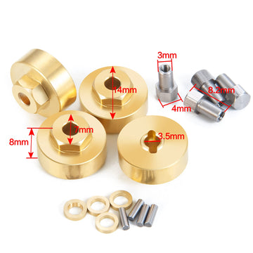 Que-T 1 Set Metal Brass Wheel Weights Hex Adapter for 1/24 AXIAL SCX24 Deadbolt AXI90081 AXI00001 AXI00002 RC Crawler Car Upgrad