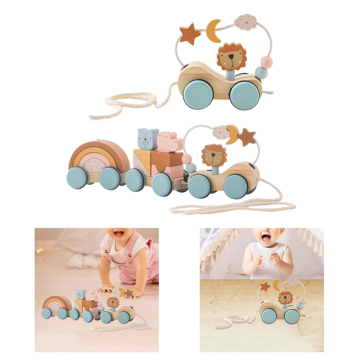 Bnf Baby Pull Along Toy Montessori Toy For 1 2 3 4 Years Old Boys Girls Children Little Lion Car Baby | Toys For Baby | Developm