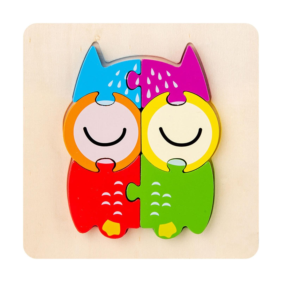 UJEAVETTE Wooden Jigsaw Puzzle Stem Brain Teasers Puzzle Kindergarten Color Perception owl