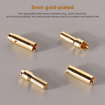 WEISHUJI 10 Pairs EC5 Battery Connector Plugs, EC5 Banana Plug Connectors, Female Male 5.0mm Gold Bullet Connector for RC Parts