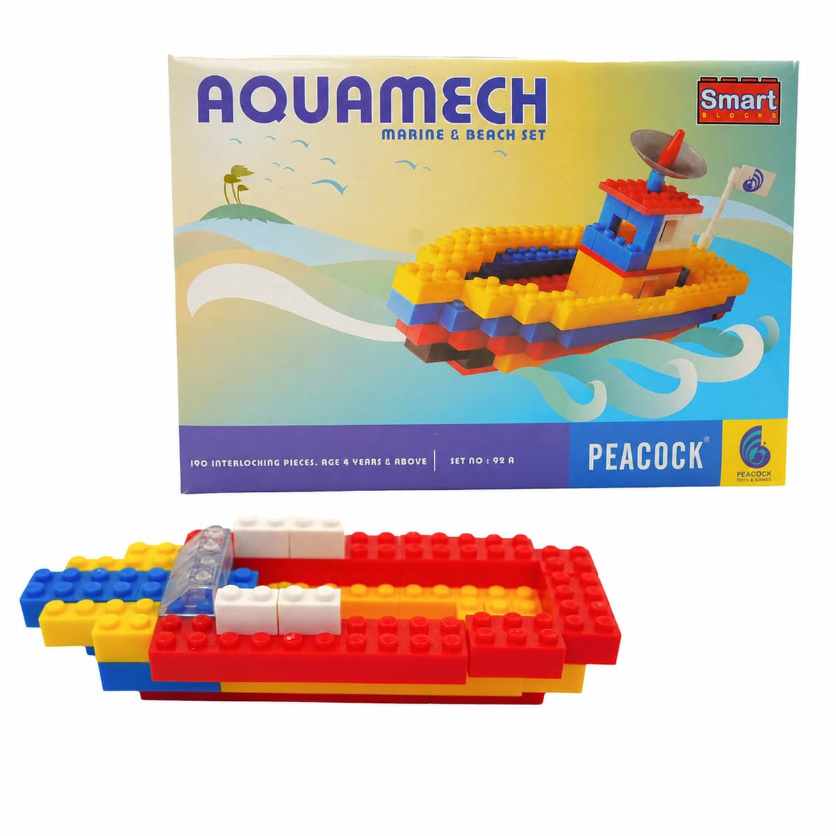 Peacock Toys And Games Aquamech Marine & Beach Set Play Toys, Interlocking Block Set, Construction Blocks Toy