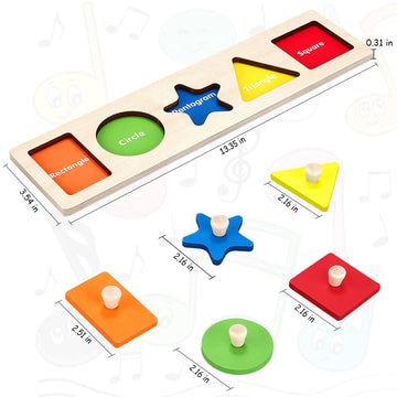 Qodoflr First Jumbo Knob Wooden Shape Puzzles For Toddlers 1-3,Montessori Shapes Sorter Board Toys Puzzle For1 2 Year Old,Preschool Learning Toys For Baby Kids,1-2 Year Old Boy Girl,Easter,Birthday