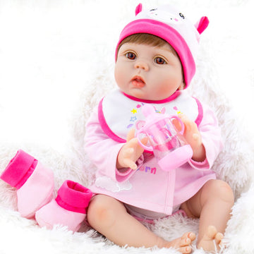 Milidool Reborn Baby Dolls Lifelike Girl Doll 18 Inch Realistic Newborn Baby Doll Real Looking Silicone Baby Dolls Girl With Fee
