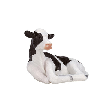 Mojo Holstein Calf Lying Down Realistic Farm Animal Hand Painted Toy Figurine