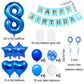Huture 8 Birthday Party Supplies Blue Number 8 Foil Balloon Happy Birthday Banner Kit 8Th Birthday Decoration White Blue Latex C