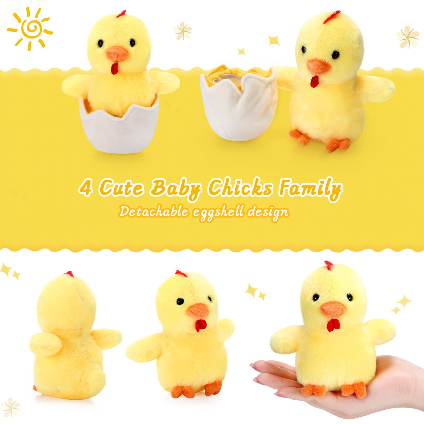 Skylety Chicken Stuffed Animal Plush Toy - Egg Laying Hen with Zippered Belly, 9.84" Size, Pack of 6, Perfect for Easter Party Supplies