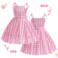 Btonai Girls Pink Costume for Kids Pink Plaid Dressgirls 70s80s Outfits Halloween Party 7-12Y