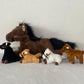 Lenwen 5 Pcs Horse Stuffed Animals 18 Inches Large Mommy Horse Plush with 4 Babies in Zippered Belly Nurturing Plushie Toy Set G