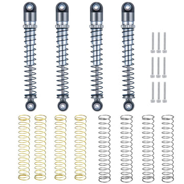 WEFEINO 4Pcs 48mm Threaded Shock Absorber Damper for Axial SCX24 90081 1/24 RC Crawler Car (Grey+Silver)
