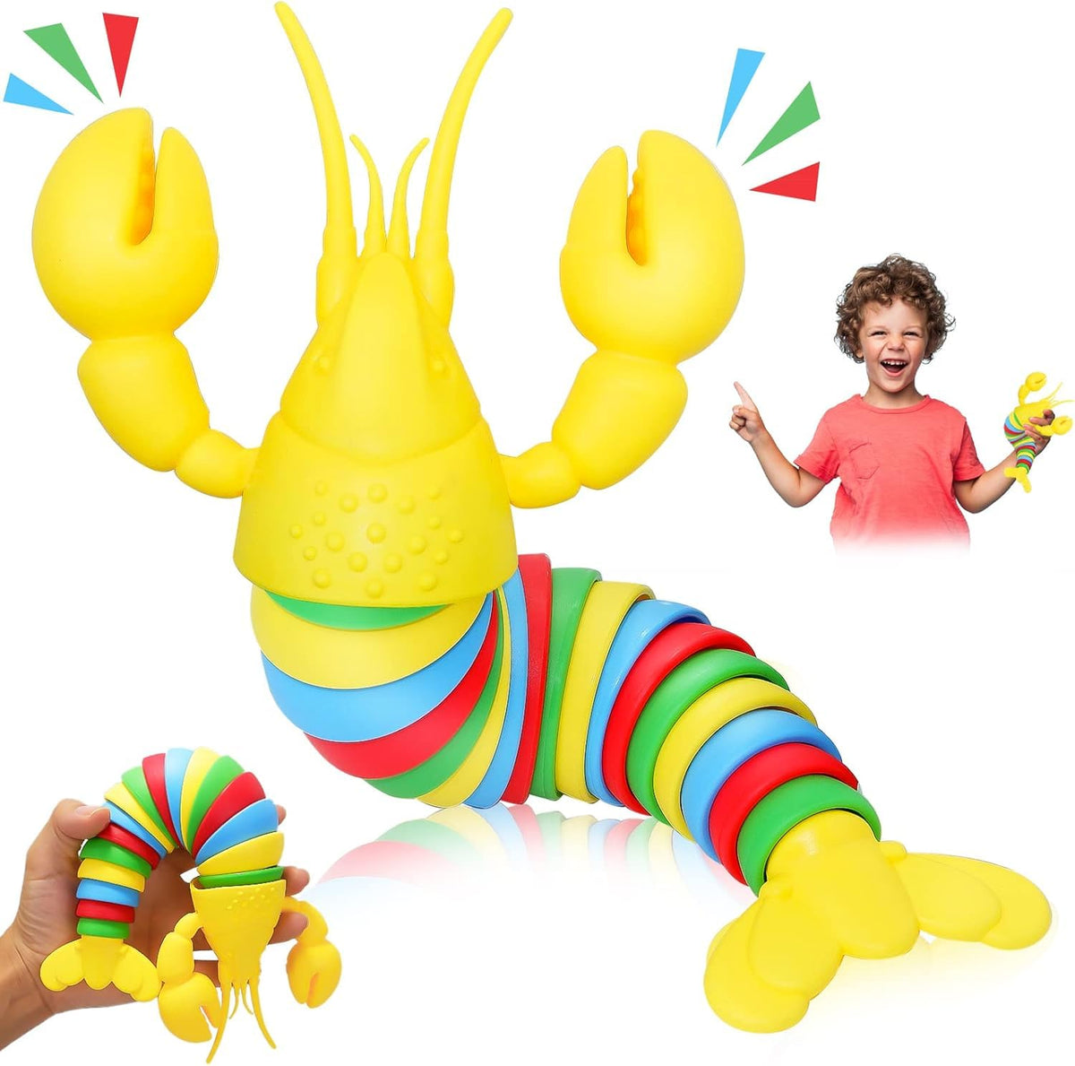 FunBlast Slug Toy  Small Slug Fidget Toys with Light, Baby Toys, Sensory Toys for Kids, Flexible Stretchable Joints Toy for Anx