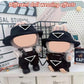 Clothes for Labubu(NO Doll)   Hat & Overalls Set for Labubu Clothes 15cm/17cm Dolls Accessories Suit  Doll Outfit Stylish Clothes  White Puppy Charms Gift for You (Black Set)