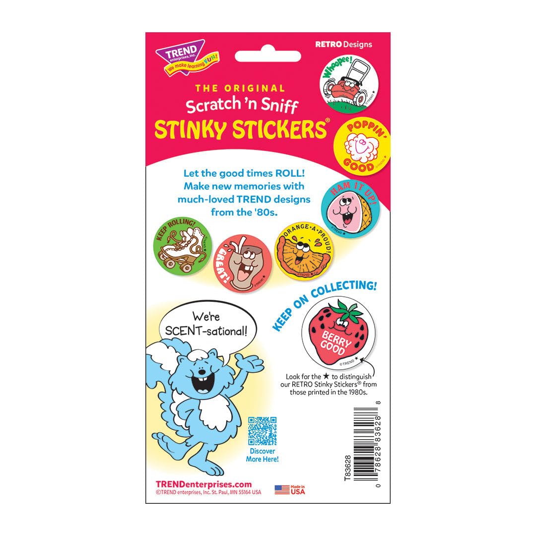 How Sweet It is!/Cinnamon Roll Scent Scratch n Sniff Retro Stinky Stickers by Trend; 24 Seals/Pack - Authentic 1980s Designs!