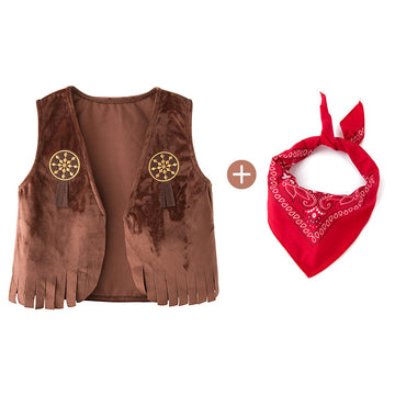 Lxkikmm May'S Baby Western Cowboy Style Kids Costume Vest Cosplay Costume 9-10 Years
