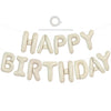 TONIFUL Happy Birthday Balloons Banner, 16" Cream White Mylar Foil Letters, Reusable Bunting for Kids & Adults Party Supplies