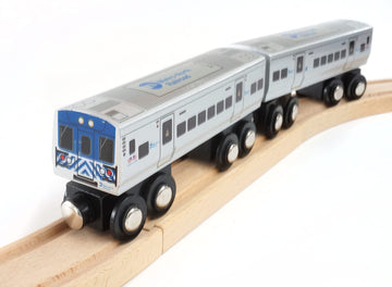 Muni Pals Munipals Metro North Railroad Wooden Railway M7 2-Car Set-Child Safe And Tested Wood Toy Train