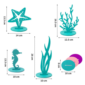 Sunbeauty 20Pcs Mermaid Party Decoration Diy Felt Table Centerpiece Under The Sea Baby Shower Little Mermaid Girl Birthday Party