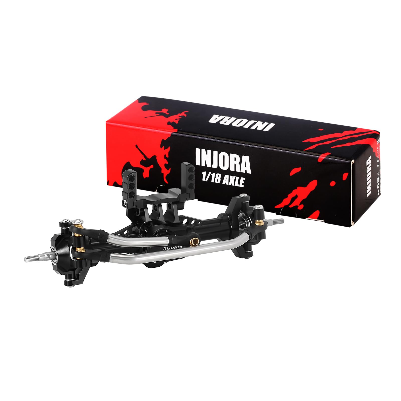 Injora +4Mm Aluminum Front Axle With Lay Down Servo Mount & Link For 1/18 Trx4M Rc Upgrade