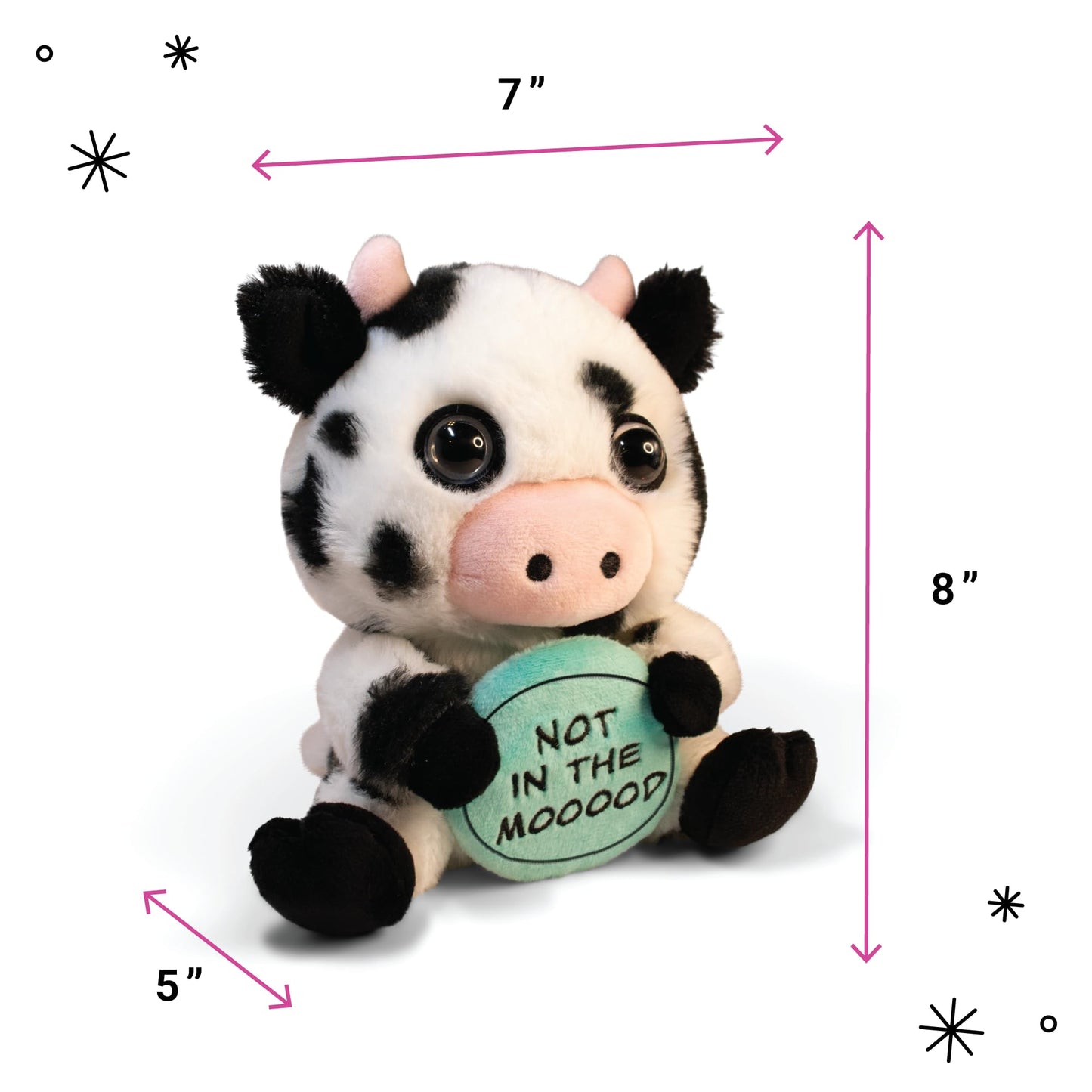 Punchkins Cow Plushie - Not In The Mooooood Sassy Cow Plush, Gift For Animal Lovers, Cute Plush Toy For Gifting
