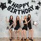 Toniful 35Pcs Black Happy Birthday Decorations Kit 16 Inch Happy Birthday Balloon Banner With Star Balloons Mylar Foil Birthday