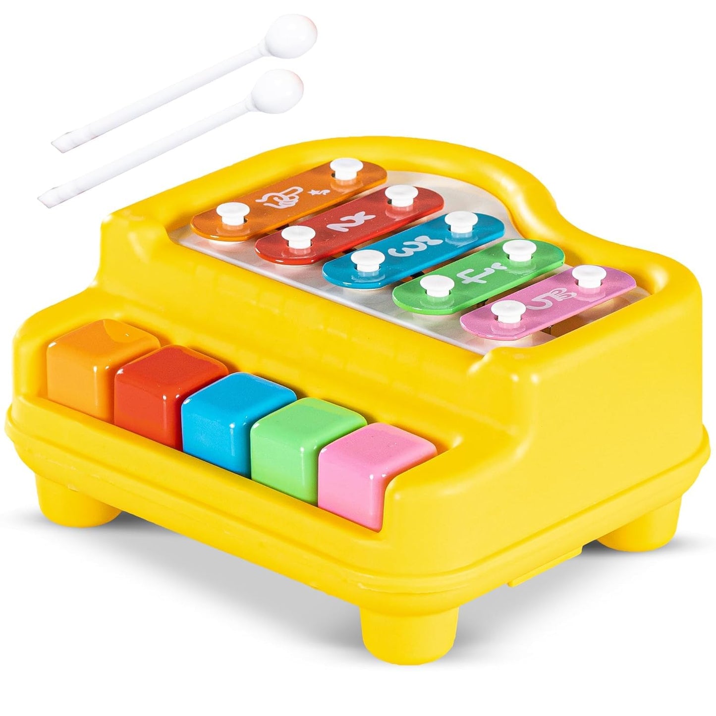 Negi Small Xylophone 2 In 1 Baby Piano Xylophone Toy For Toddler 5 Multicolored Key & Keyboard And 2 Stick Clear Sound Preschool