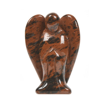 Justinstones Carved Mahogany Obsidian Gemstone Peace Angel Pocket Guardian Angelhealing Statue 2 Inch