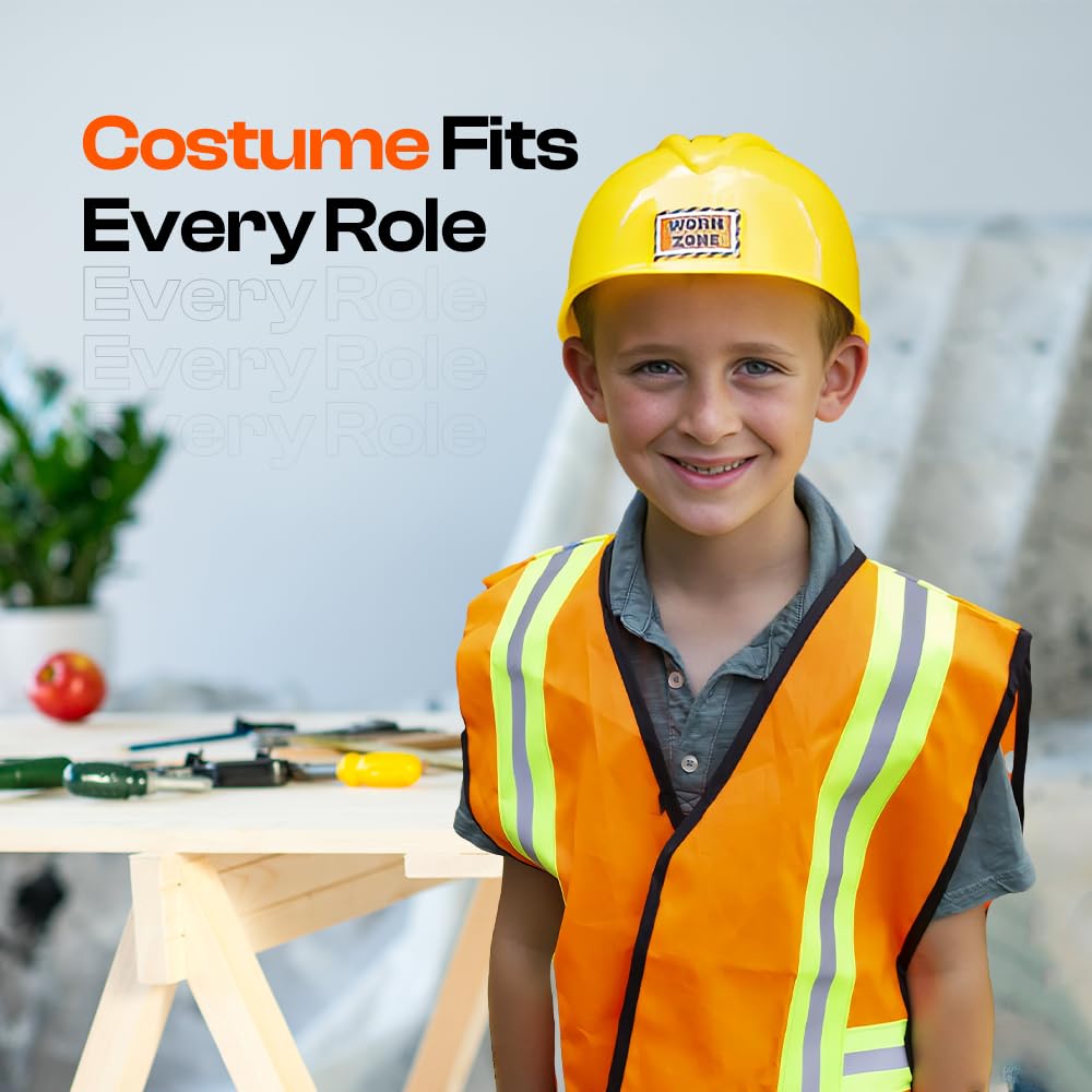 Funny Party Hats Construction Worker Costume Kids - Construction Dress Up - Construction Hat And Kids Construction Vest