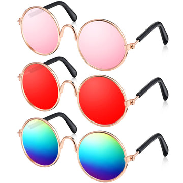 3 Pairs Doll Glasses Metal Wire Rim Clear Lens Eyewear Fabric Doll Dress Up Eyeglasses Mini Dolls Costume Accessories For 18 Inch And Other Item Dolls (3.14 Inch Colorful, Fit For 18 Inch Doll)