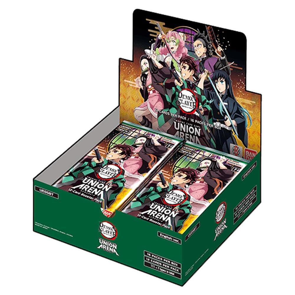 BANDAI Union Arena English TCG: Demon Slayer UE05BT 1st Edition Booster Box - 16 Packs, Green, 5"x5"x0.1" Paper