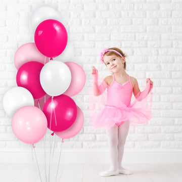 Pink White Balloons 100Pcs 12 Inch Hot Pink Pastel Pink White Balloons With 2 Ribbon For Valentine'S Day Girl'S Woman'S Birthday