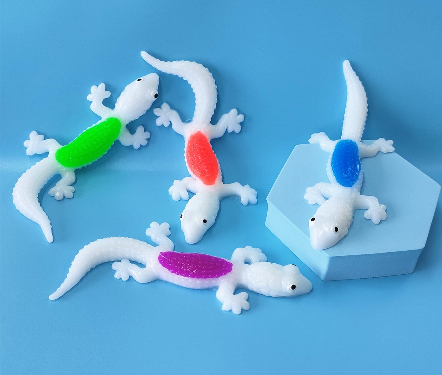 4Pack Super Stretch Sticky Lizard Mochi Squishy Toys,Soft Stress Relief Fidget Toys, Goodie Bag Stuffers,Classroom Prizes,Birthd